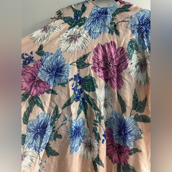 Woven Heart Womens Peach Floral Kimono Swimsuit Cover Up - Picture 8 of 8